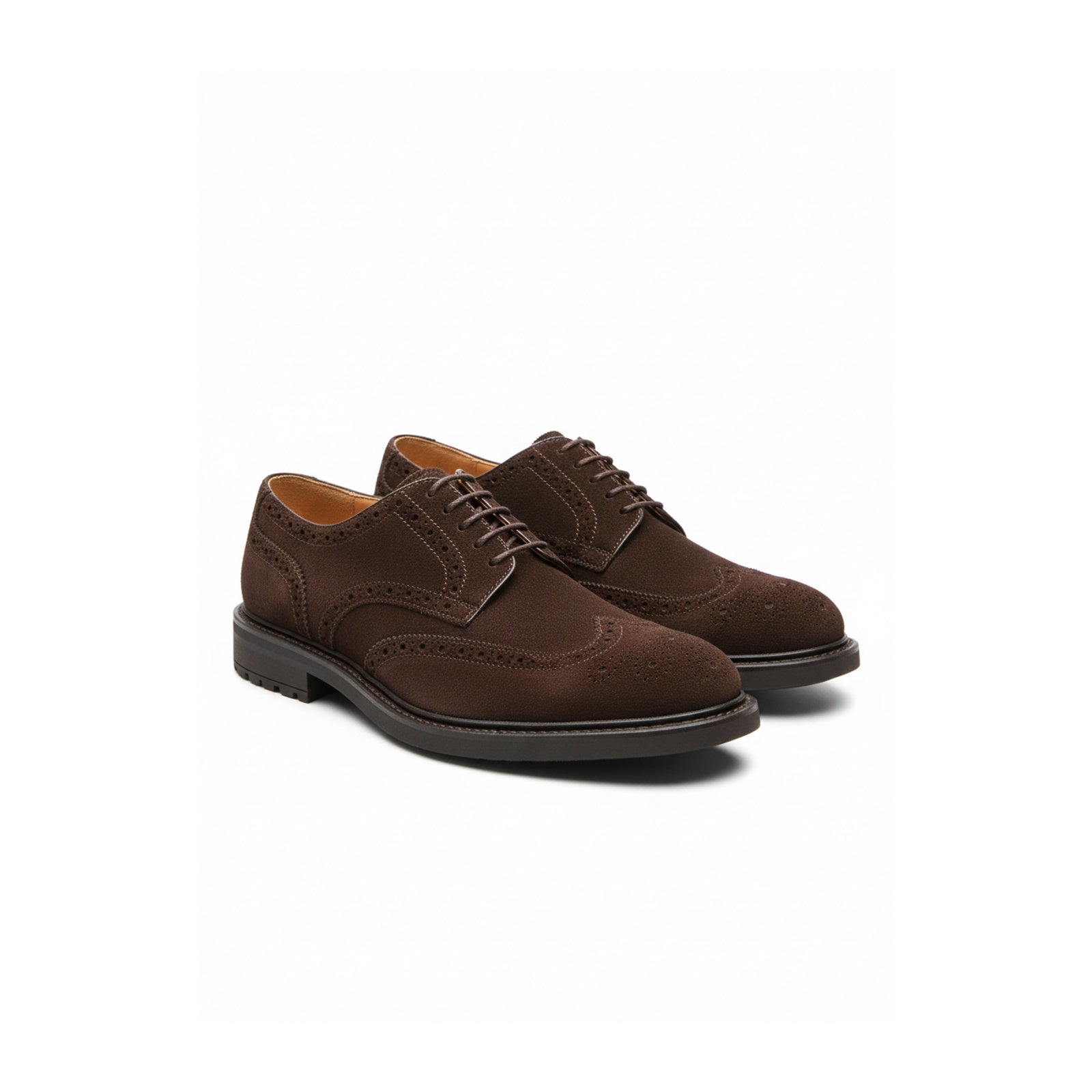 three-quarter-view - Men's Suede Leather Brogue Dress Shoes