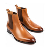 three-quarter-view - Men's Tan Leather Chelsea Boots