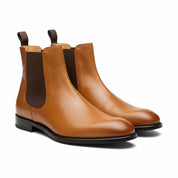 three-quarter-view - Men's Tan Leather Chelsea Boots