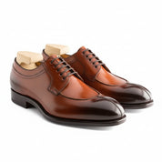 three-quarter-view - Men's Tan Leather Wingtip Dress Shoes