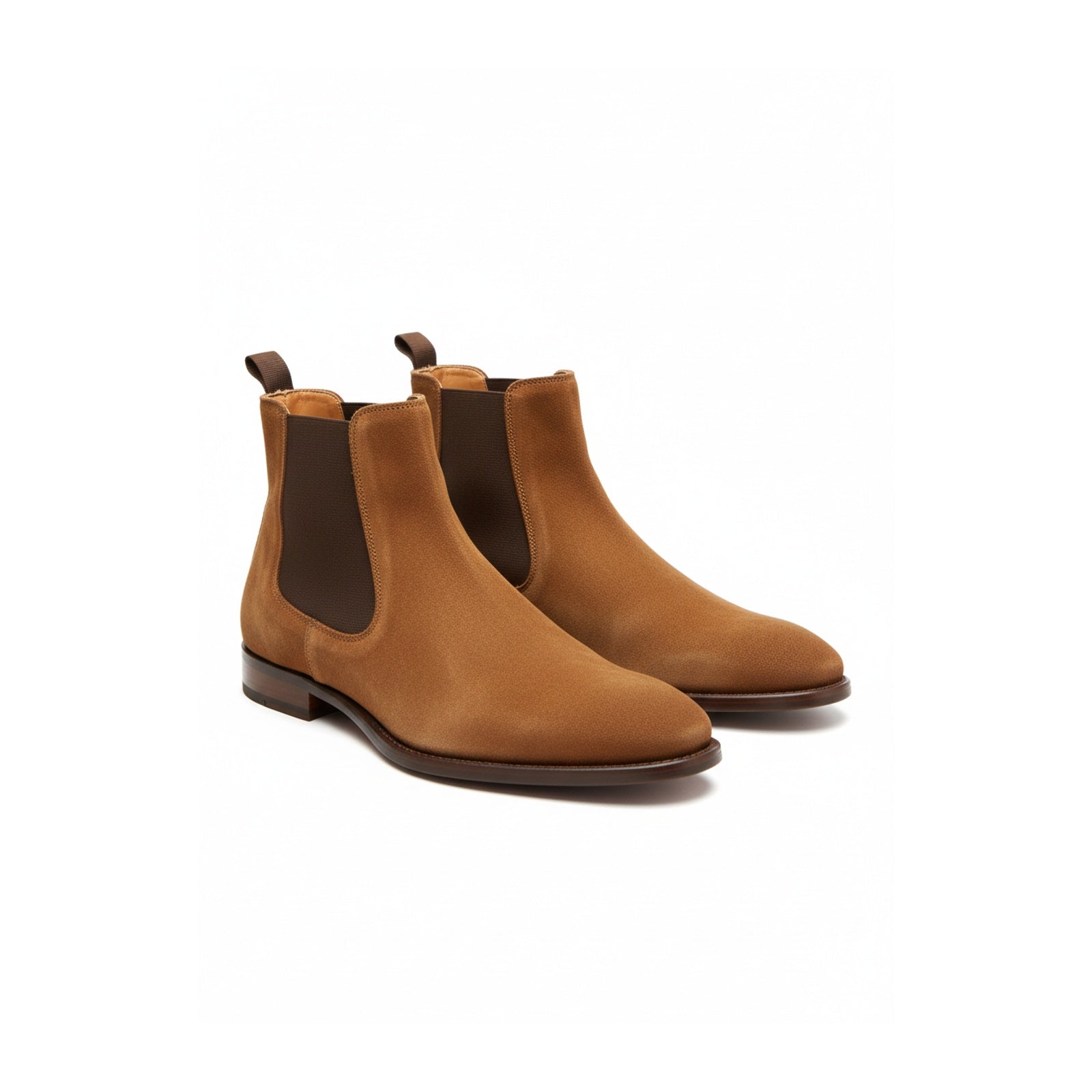Men's Tan Suede Chelsea Boots - three-quarter-view