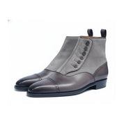 Men's Two-Tone Leather Button Boots - three-quarter-view