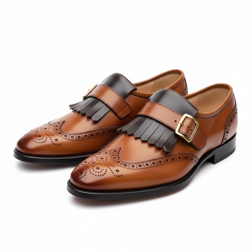 three-quarter-view - Men's Two-tone Leather Dress Shoes