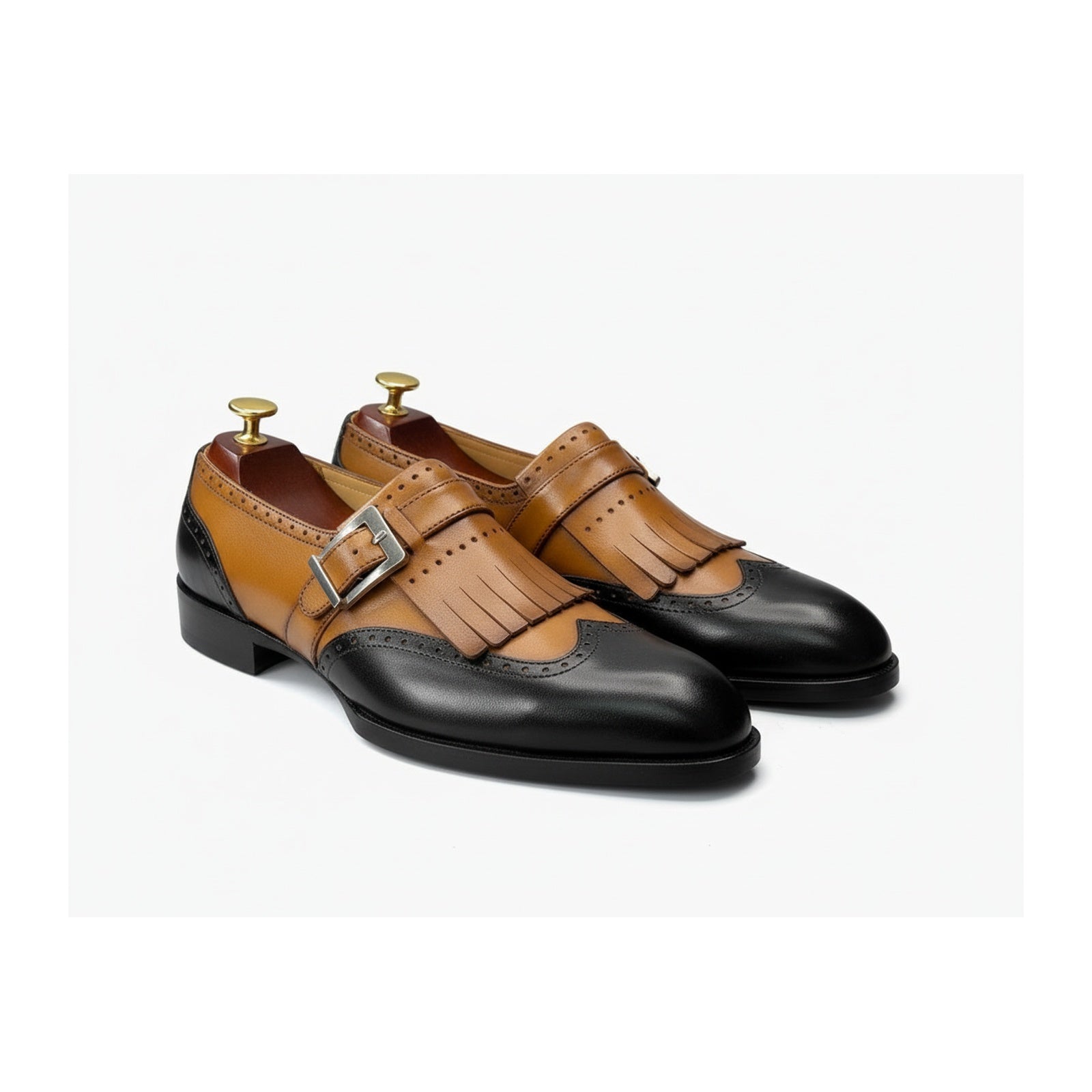 Men's Two-Tone Leather Dress Shoes - three-quarter-view