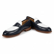 Men's Two-Tone Leather Loafer Moccasins - three-quarter-view