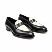 three-quarter-view - Men's Two Tone Leather Moccasin Shoes