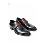 three-quarter-view - Men's Two-Tone Leather Moccasins – Black Dress Shoes