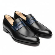Men's Two-Tone Leather Moccasins Loafers - three-quarter-view