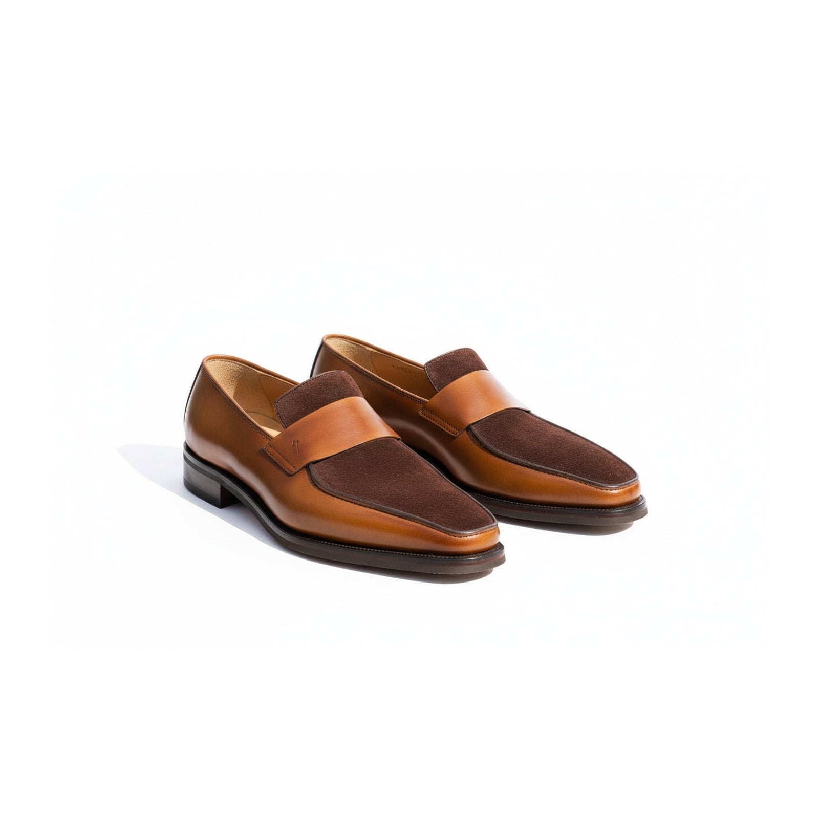 Men's Two-Tone Leather Moccasins - three-quarter-view