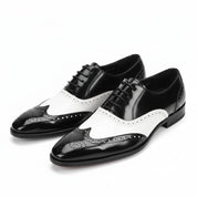 Men's Two-Tone Wingtip Leather Dress Shoes - three-quarter-view