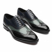 Men's Wing Tip Brogue Lace Up Leather Shoes - three-quarter-view