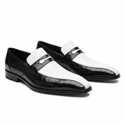 Spectator Shoes with Crocodile Skin Texture, Two Tone Design - three-quarter-view