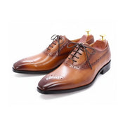 three-quarter-view - Tan Brown Brogue Formal Shoes