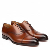 Tan Brown Oxford Dress Shoes for Men - three-quarter-view