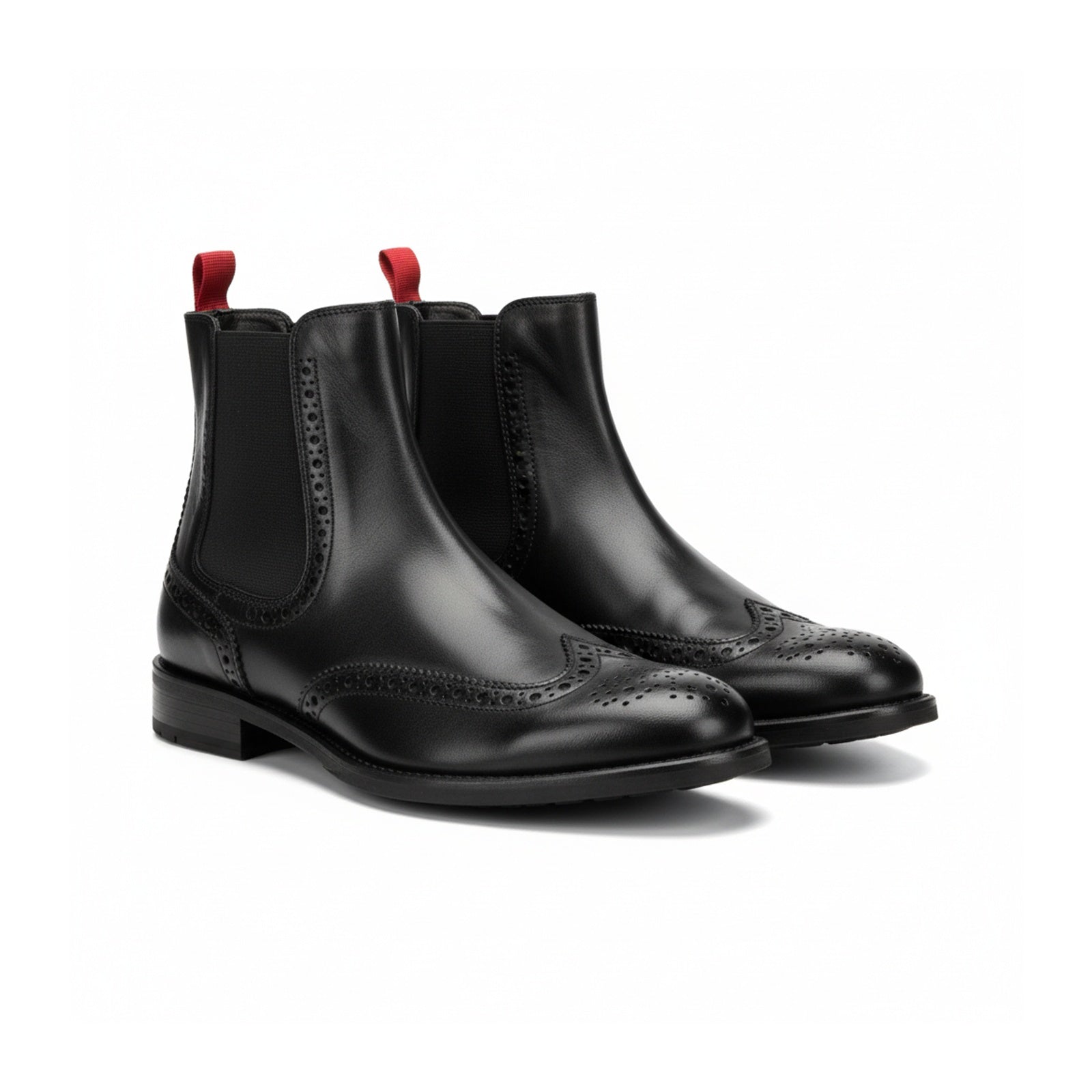 three-quarter-view - Unisex Black Leather High Ankle Boots