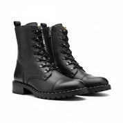three-quarter-view - Women's Handmade High Ankle Genuine Leather Biker Boots