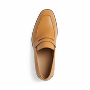 top-down-view - Handmade Men Formal Shoes, Tan Color Leather Moccasins Shoes Loafer
