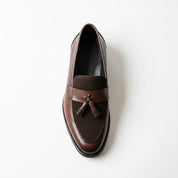 top-down-view - Handmade Men Brown Tassels Moccasins Loafer Shoes, Brown Dress Shoes