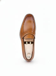 top-down-view - Handmade Men Tan Brown Brogue Leather Shoes, Leather Moccasins Loafer
