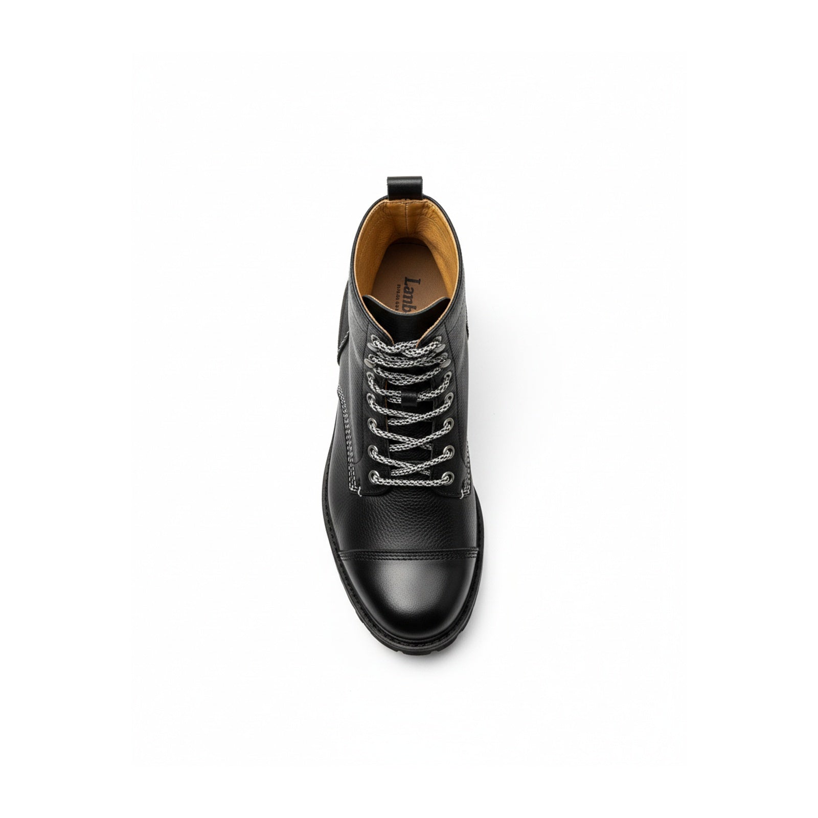 top-down-view - Black Lace-Up Leather Motorcycle Boots