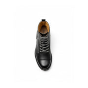top-down-view - Black Lace-Up Leather Motorcycle Boots