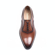 Brown Brogue Leather Formal Dress Shoes - top-down-view