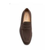 Brown Suede Leather Moccasins Loafer Slip Ons - top-down-view