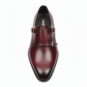 Burgundy Monk Leather Shoes - top-down-view