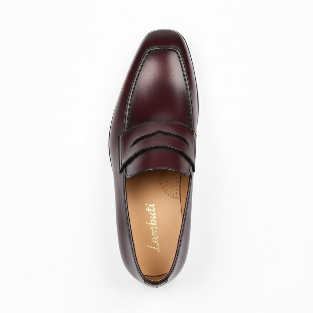 Dark Burgundy Leather Formal Shoes - top-down-view