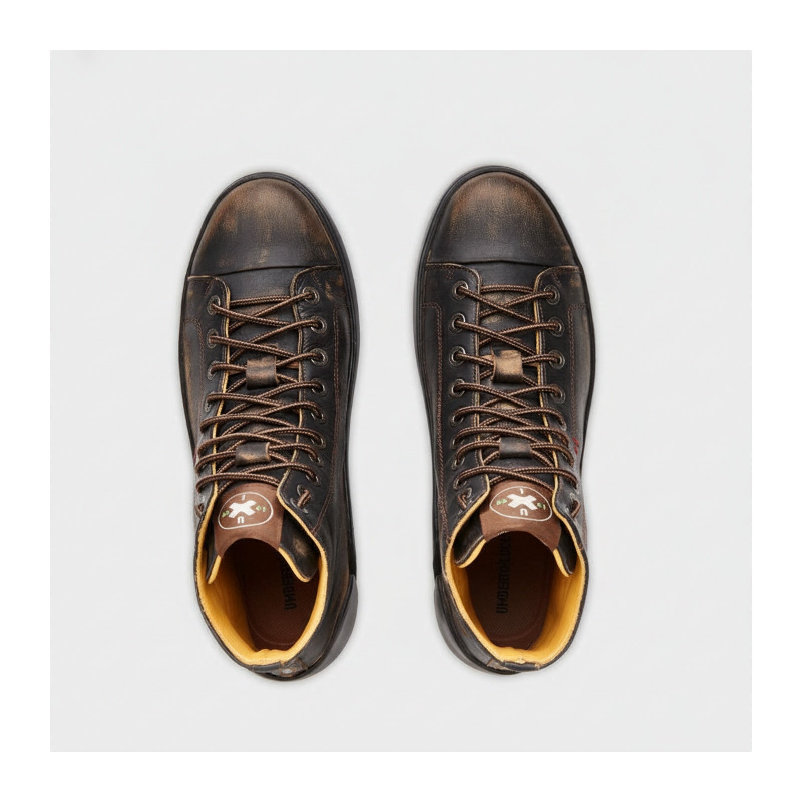 top-down-view - Distressed Leather Motorcycle Sneakers