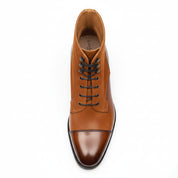 Lace-up Ankle Boots | Brown Leather & Tan Suede - top-down-view