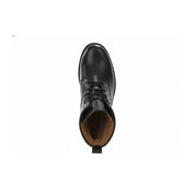 Men's Handmade Black Leather Combat Boots with Lace-Up Design - top-down-view