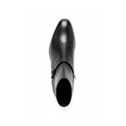 Men's Black Leather High-Heel Zipper Boots - top-down-view