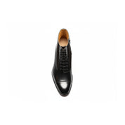 Men's Black Leather Ankle Boots with Cap Toe - top-down-view