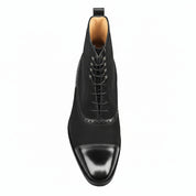Men's Black Lace-Up Dress Boots in Genuine Leather & Suede - top-down-view