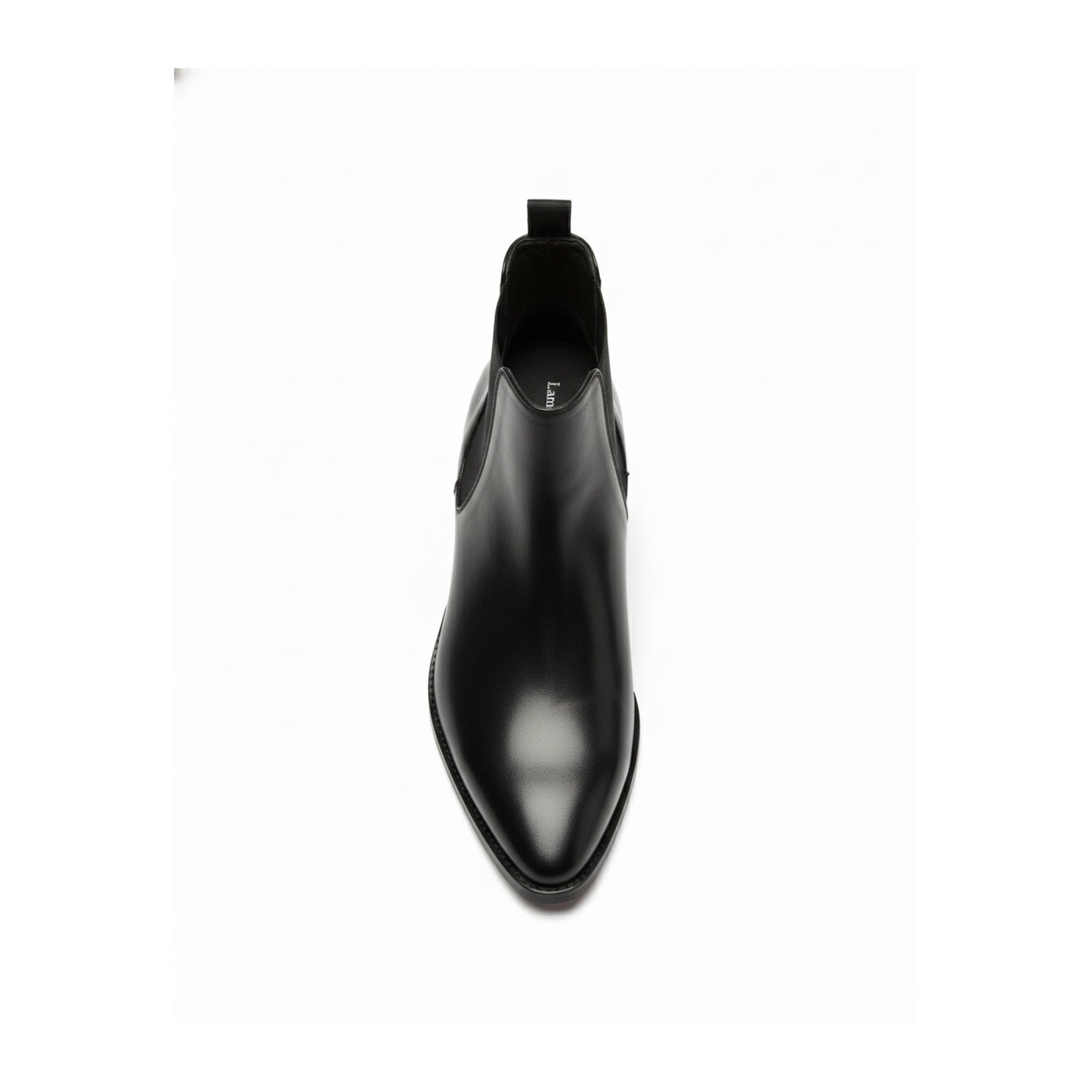 Men's Black Leather Pointed Toe Chelsea Boots - top-down-view