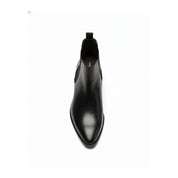 Men's Black Leather Pointed Toe Chelsea Boots - top-down-view