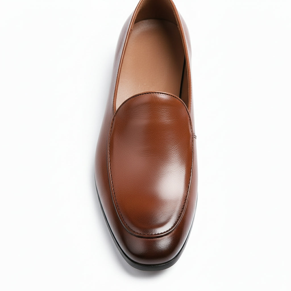 Men's Brown Leather Loafers - top-down-view