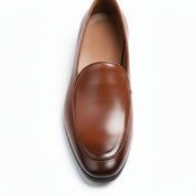 Men's Brown Leather Loafers - top-down-view