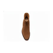 Men's Brown Suede Zipper Ankle Boots - top-down-view