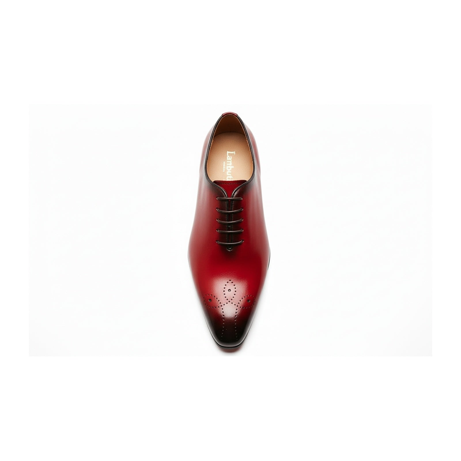 Men's Red Leather Brogue Dress Shoes - top-down-view
