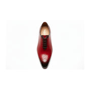 Men's Red Leather Brogue Dress Shoes - top-down-view