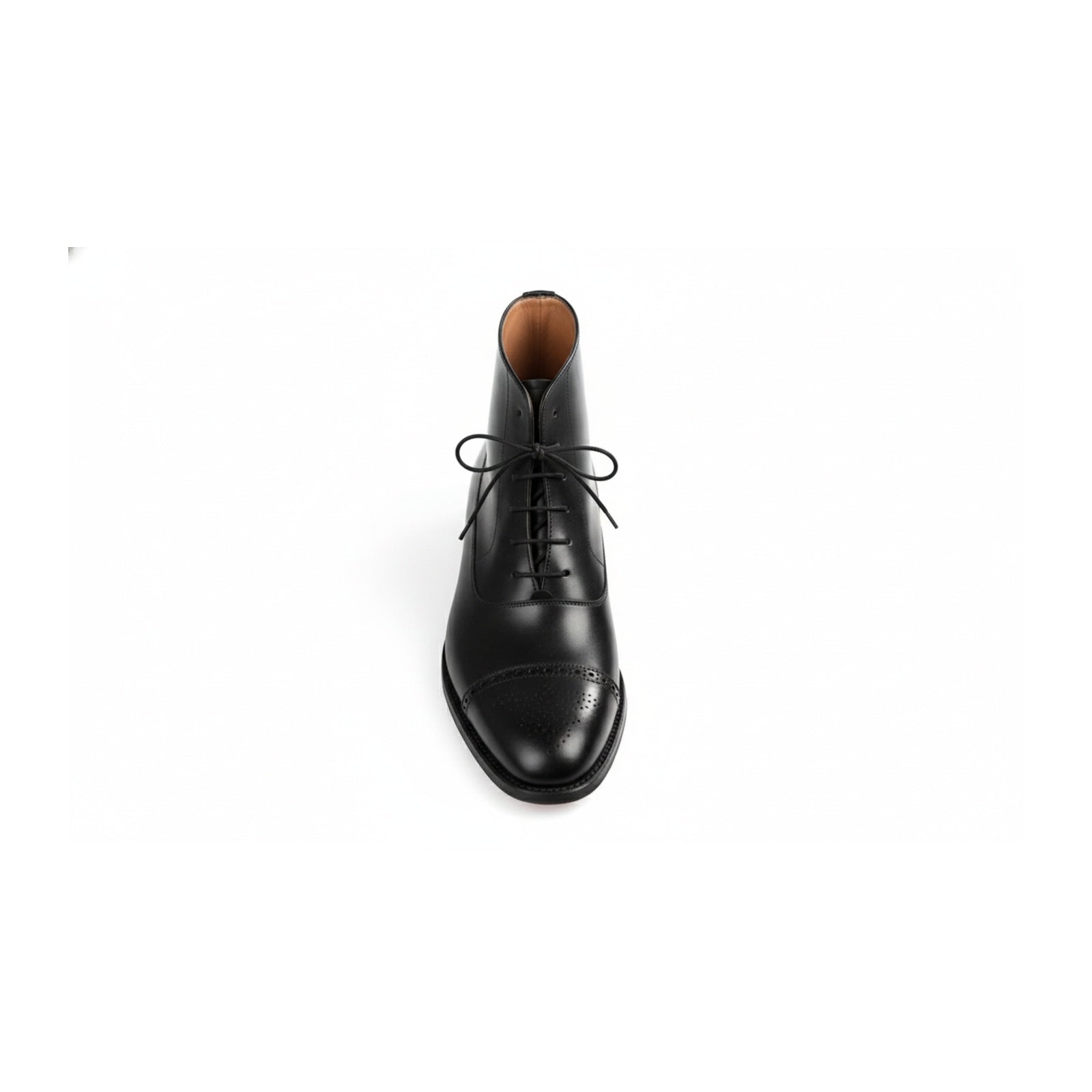 Men's Black Leather Brogue Dress Boots - top-down-view
