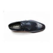 Men's Black Suede & Leather Wingtip Shoes - top-down-view