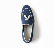 top-down-view - Handmade Men Navy Blue Suede Leather Tassels Moccasins Shoes Loafer Silpons