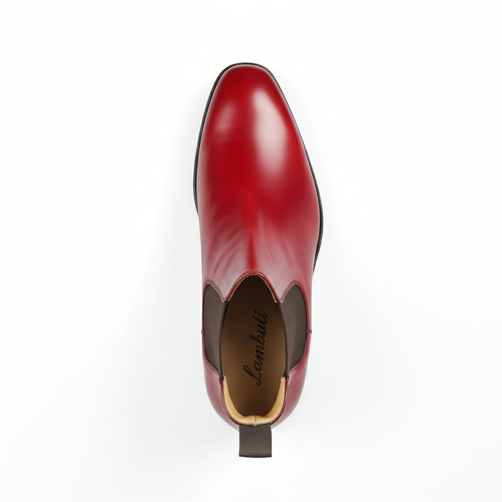 Men's Red Leather Chelsea Boots - top-down-view