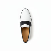 top-down-view - Handmade Men Two Tone Penny Loafer Shoes, Men Spectatorleather Shoes