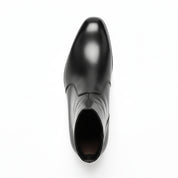 Men's Black Leather High Heel Dress Boots - top-down-view
