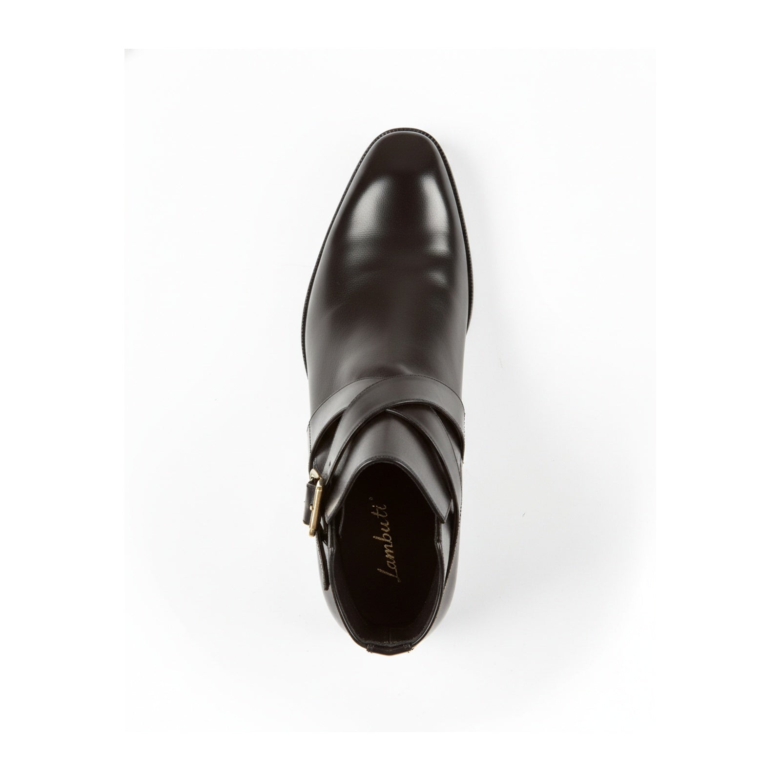 Handmade Mens Black Leather Boots, Men Black Jodhpurs Leather Boot - top-down-view