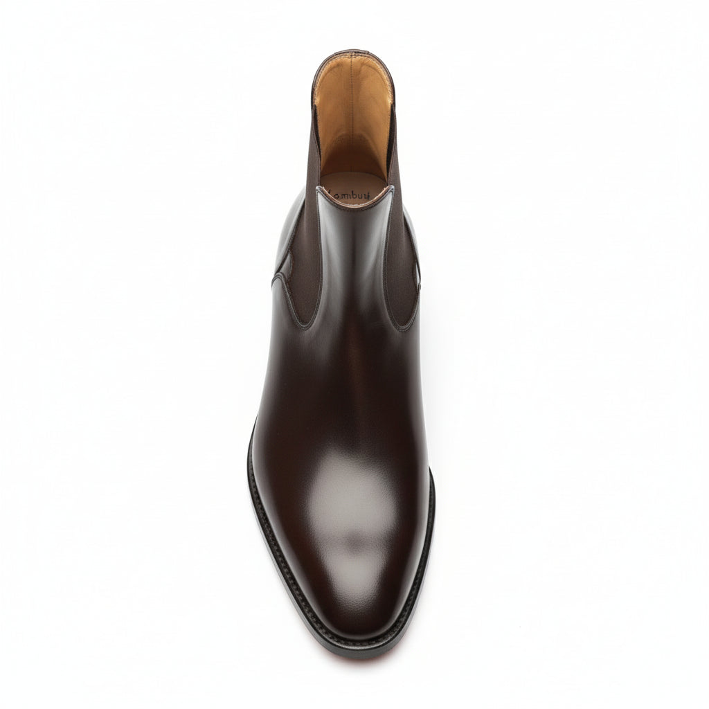 Men's Black Leather Chelsea Boots - top-down-view